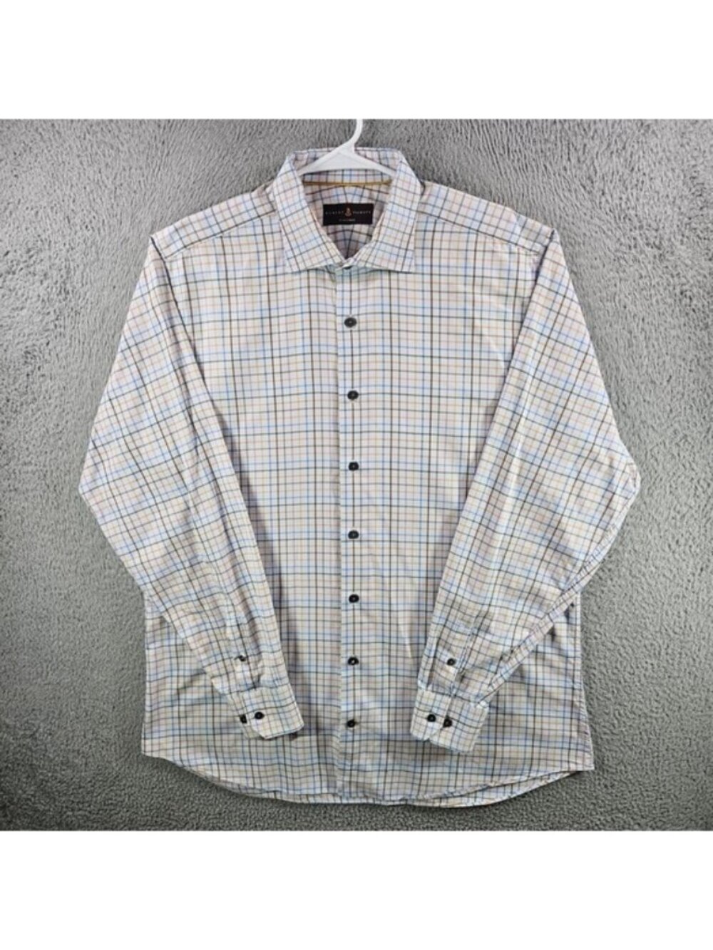 Robert Talbott Tailored Mens XL Shirt‎ Multi Color Check Cotton Made in Portugal
